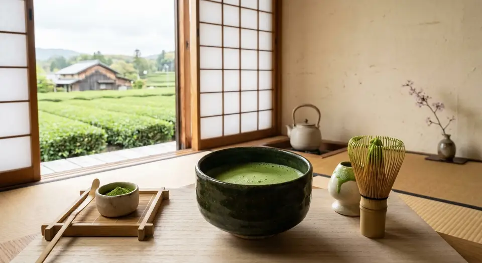 Rolling hills of tea plantations in Uji, Kyoto
